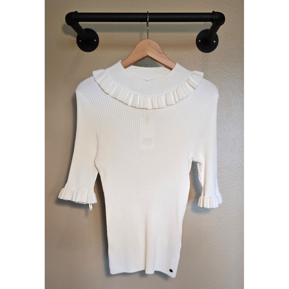 Ted Baker NWT White ribbed stretchy katello style top women's size 6